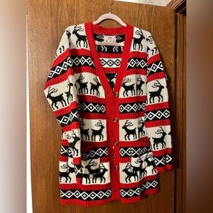 Christopher u0026 Banks | Sweaters | V28 Oversized Christmas Reindeer Cardigan  | Poshmark